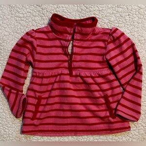 Vintage Old Navy Half Zip Pullover Hoodie - Pink & Red Stripes - Toddler Girl 3T